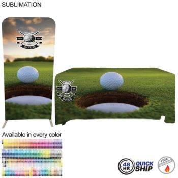 Quick-Ship Tradeshow Booth Package 48Hr Quick Ship - Tradeshow Booth Package, 3'Wide EuroFit Tension Fabric Display & 6' Sub Tablecloth