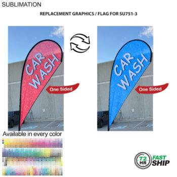 72HR Fast Ship Replacement Flag 72Hr Fast Ship - Replacement Flag for 12' Medium Tear Drop Flag Kit, Full Color Graphics One Side
