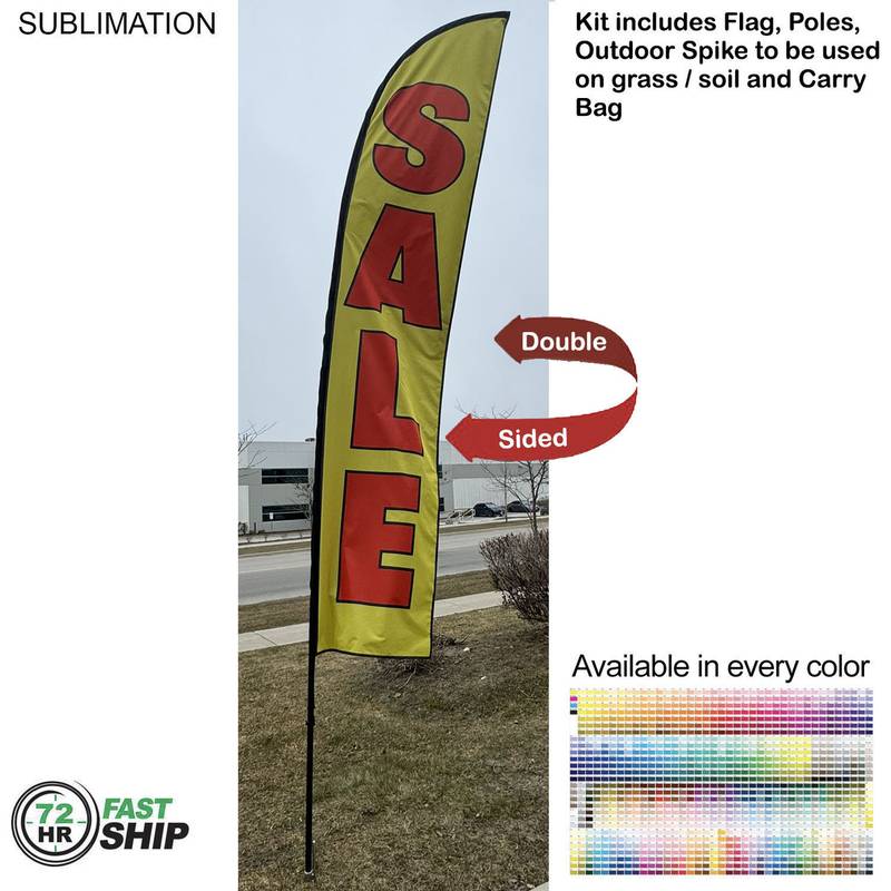 14B3E1FCD47B70D2B86F92AE30E9EC0D 72-Hr Fast Ship Large Feather Flag 72 Hr Fast Ship - 15' Large Feather Flag Kit, Full Color Graphics Double Sided, Spike and Bag