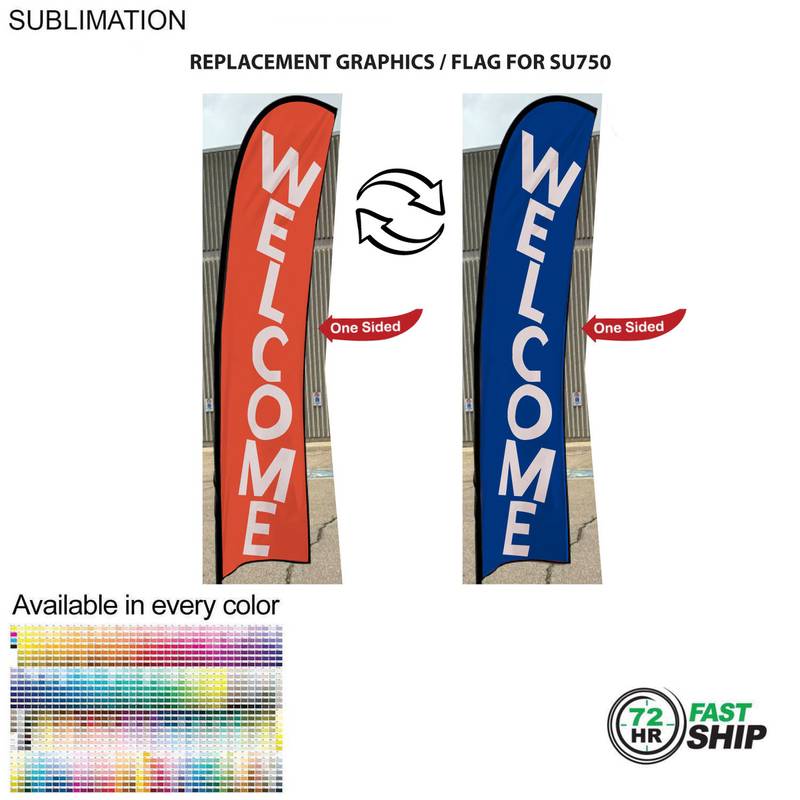 18060A7F2D1678DAE9CB22A3388B246E 72HR Quick Ship Replacement Flag 72Hr Fast Ship - Replacement Flag for 10' Small Feather Flag Kit, Full Color Graphics One Side