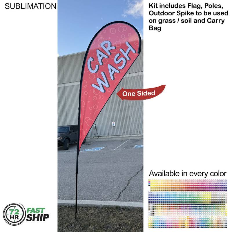 1873A5FE3F7041A24186170AF2032770 Tradeshow Factory 12ft Teardrop Flag Kit Full-Colour Single-Sided Graphics Spike Base — Ships 72hr Canada