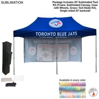 48 Hr Quick Ship - 20' Tent Backwall Package, 20' Sublimated Tent kit and Single sided 20' backwall, 48-Hour Quick-Ship 20-foot Tent
