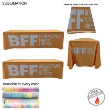 8' LazerCut 4-Sided PREMIUM Sublimated Tablecloth, Drape Style, Closed Back