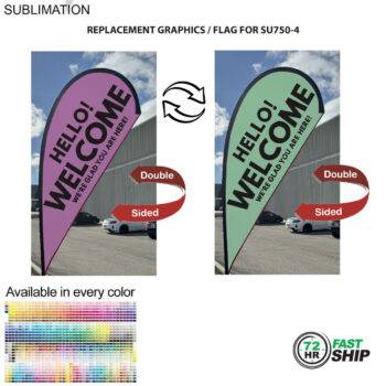 72Hr Fast Ship Replacement Flag 72Hr Fast Ship - Replacement Flag for 9' Small Tear Drop Flag Kit, Full Color Graphics Double Sided