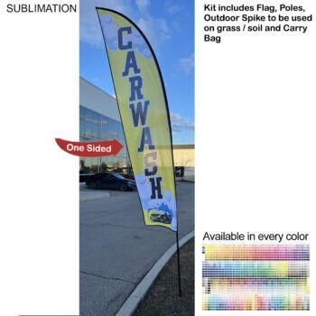 13ft Medium Feather Flag Kit 13' Medium Feather Flag Kit, Full Color Graphics One Side, Outdoor Spike base and Bag Included
