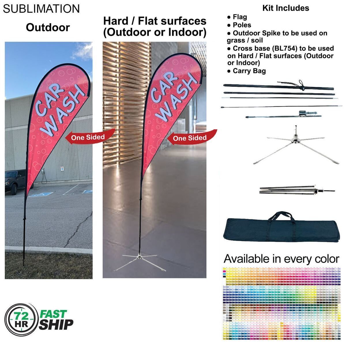 2B6F3444A093EE6DD674AADA96CD9436 72HR Fast Ship Medium Tear-Drop Flag Kit 72Hr Fast Ship - 12' Medium Tear Drop Flag Kit, Full Color Graphics One Side, Outdoor & Indoor base