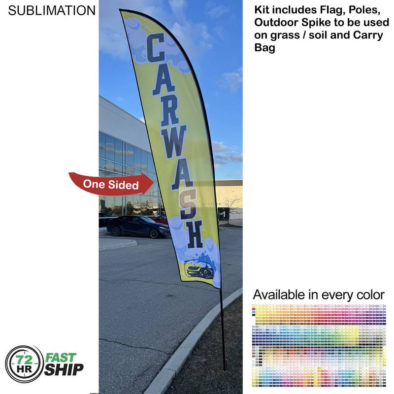 2CBC3EB639444F6B7934E00837B99201 72-Hour Fast-Ship 13ft Medium Feather Flag Kit 72 Hr Fast Ship - 13' Medium Feather Flag Kit, Full Color Graphics One Side, Spike and Bag Included