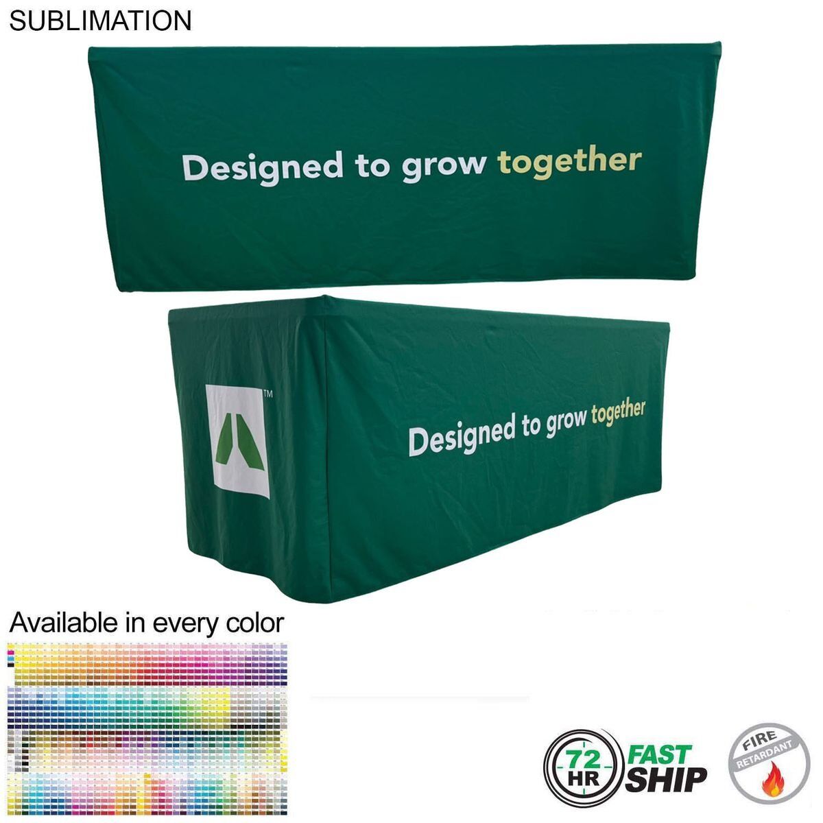 2FAAE6723FE2C2BB8126CA71D39D2C13 72 Hour Fast Ship - Sublimated PREMIUM Box Style Fitted Table Cloth for 6' Table, 4 sided, Closed Back