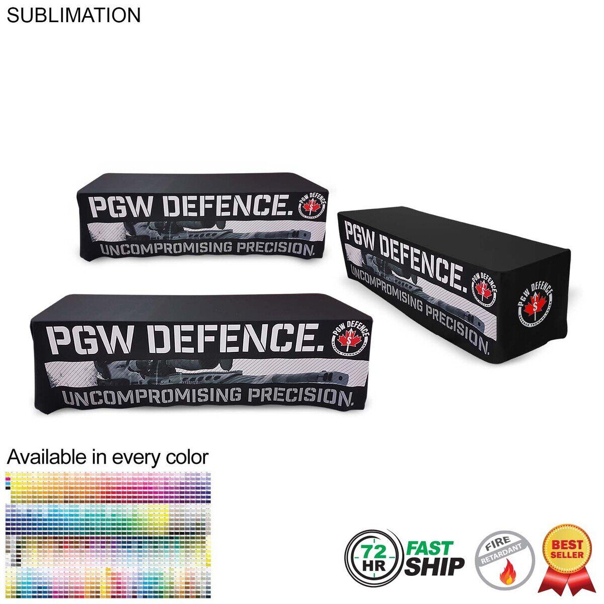 311873D1FE581B5AA81E22170F3747EF 72 Hour Fast Ship - Sublimated Table Cloth for 8' table, Drape style, 4 sided, Closed Back