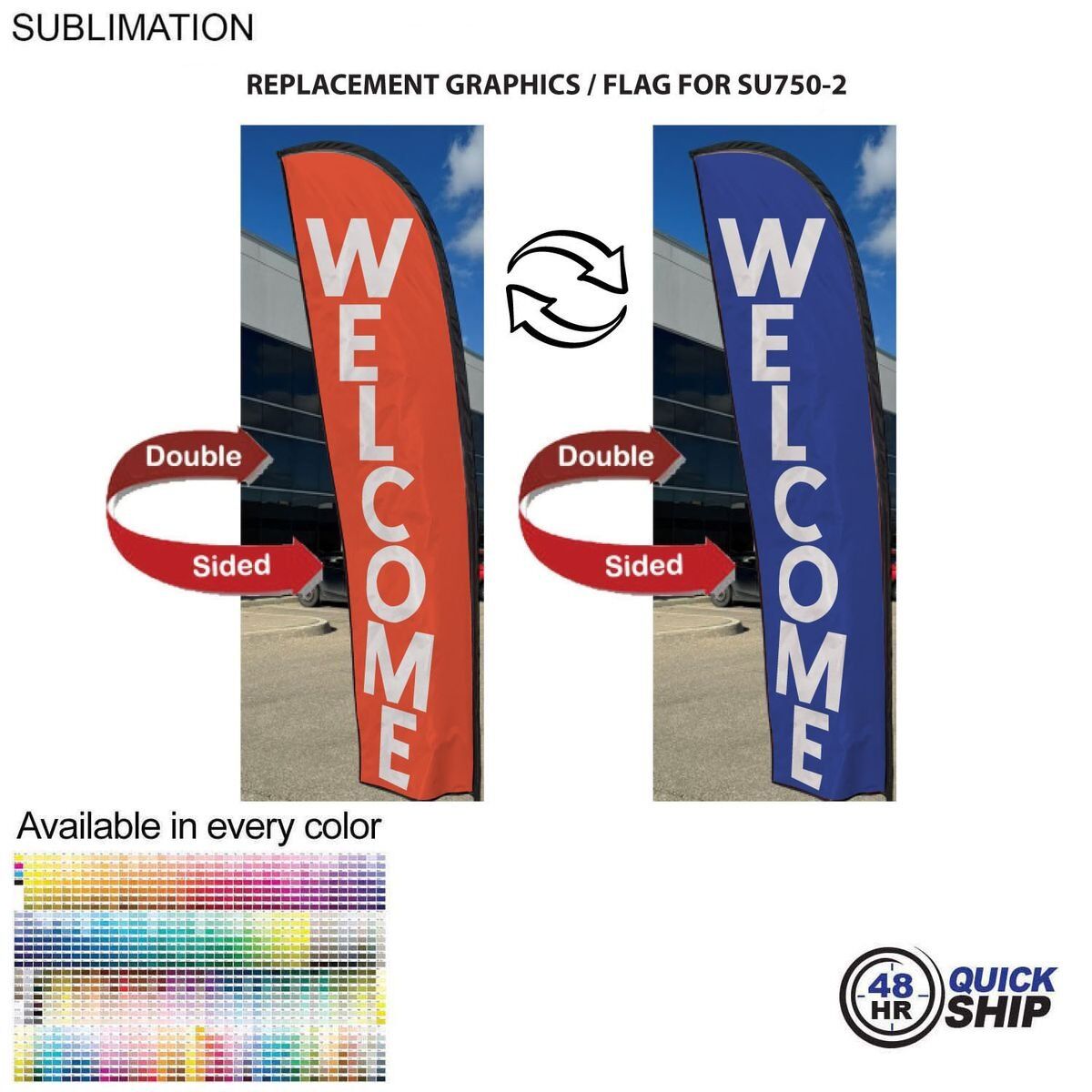 3A647BD96C781556AD463CF7E52CE452 48 Hr Quick Ship - Replacement Flag for 10' Small Feather Flag Kit, Full Color Graphics Double Sided
