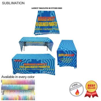 6' LazerCut 3-Sided Sublimated Table Cloth, Drape Style, Open Back