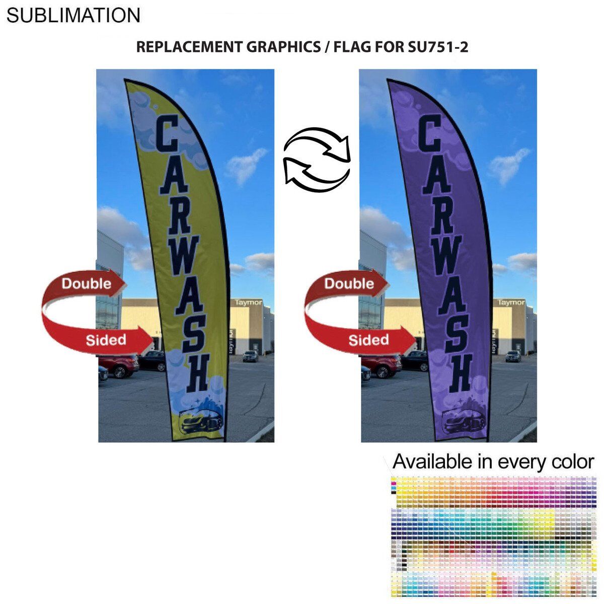 43C5E3BA5B57CD39BFC1CD11138C279F Replacement Flag Panel for 13ft Medium Feather Flag Kit, Replacement Flag for 13' Medium Feather Flag Kit, Full Color Graphics Double Sided