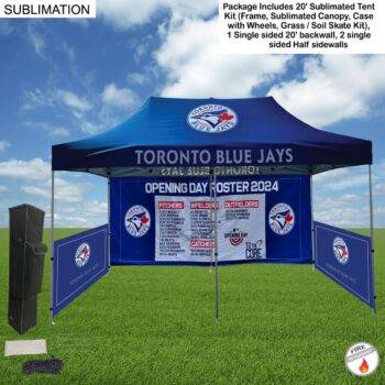 Sublimated Tent Kit Single-Sided, Full Tent Package 2, 20' Sublimated Tent Kit, Single sided 20' backwall, 2 single side half sidewall