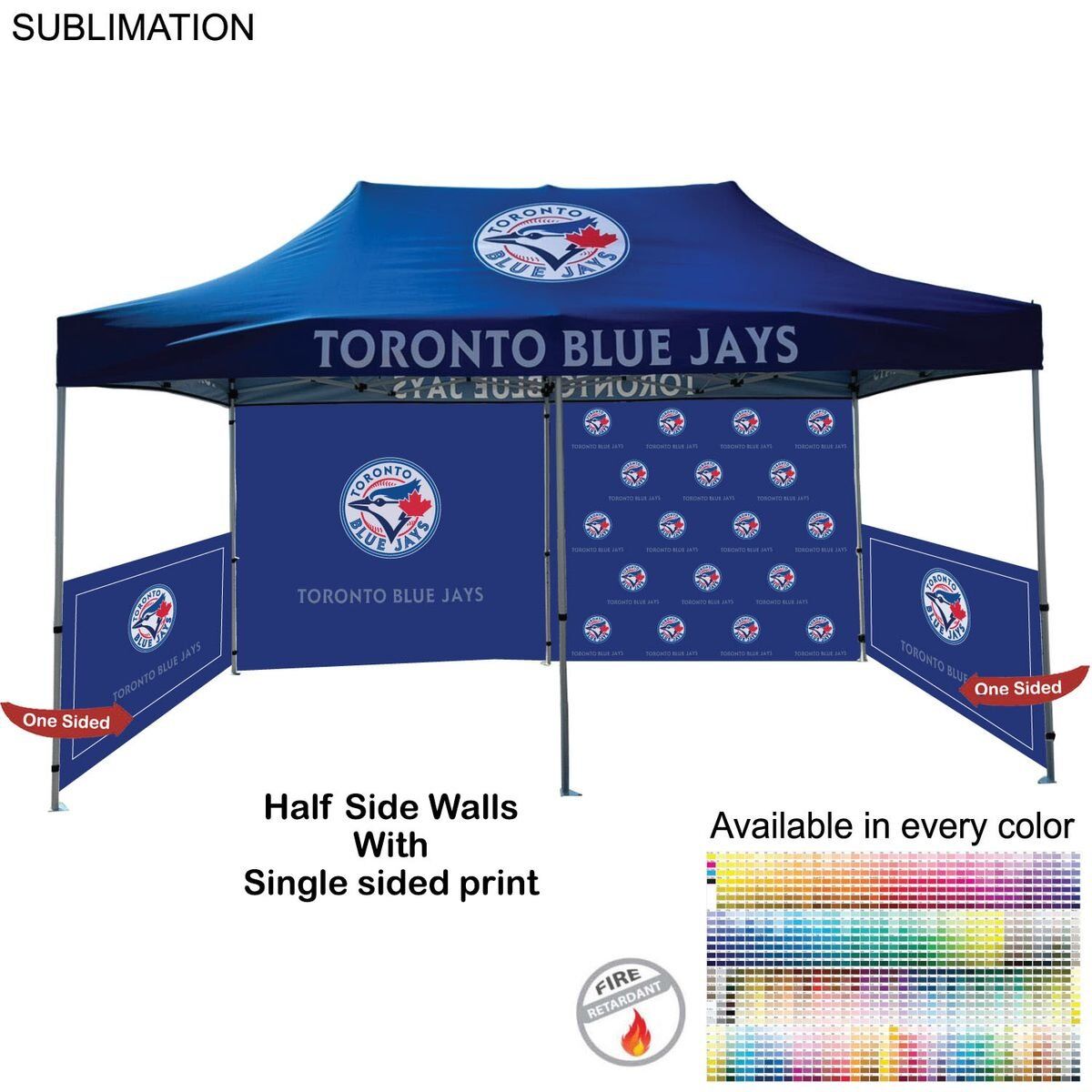 490D4C245A670335568C5B833817C09F flame retardant to NFPA 701 Test 1 standards, Half Side Wall Tent Kit 10×20, Half Side Wall for 10x20 Tent Kit, Sublimated, Single Sided Print