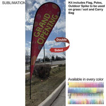 16-foot X-Large Tear Drop Flag Kit, 16' X-Large Tear Drop Flag Kit, Full Color Graphics Double Side, Outdoor Spike base and Bag Included