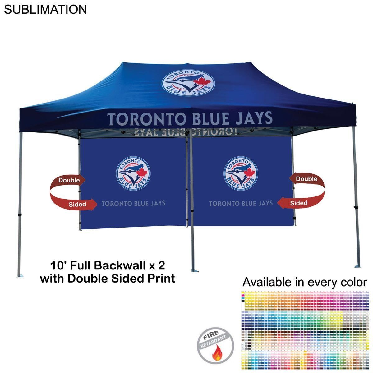 48 Hr Quick Ship - 10' Back Wall for 10x20 Tent Kit, Sublimated, Double Sided Print, Sublimated Double-Sided Print Back Wall