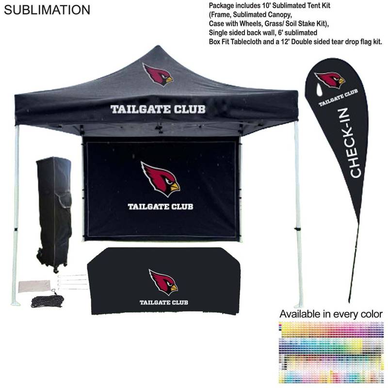 52F260F52EC643F11F4DBFCABEA9D627 48Hr Quick Ship - Game Day Tailgate Package, 10' Tent kit, Backwall,Tablecloth, double sided Flag, Fast-Ship Game Day Tailgate Package, Quick-Ship Game Day Tailgate Package
