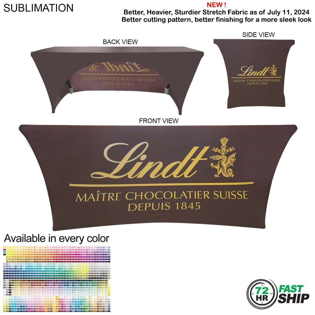 59C42EDF19D346CF6A22C82C759774F9 72 Hour Fast Ship - Sublimated Stretch Curved Fit Tablecloth Throw for 6ft table, 3 sided, Open Back