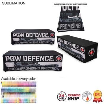 Tradeshow Factory 8ft LazerCut 4-Sided Sublimated Table Cover Drape Style Closed Back