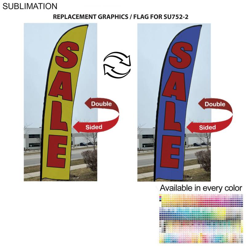 5F838ED7002F0DF2207F02D6AE98C41D Replacement Flag for 15' Large Feather Flag Kit, Full Color Graphics Double Sided