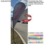 Tradeshow Factory 9ft Small Double-Sided Teardrop Flag Kit Full-Colour Print Outdoor Spike Base + Carry Bag 614A3F32F4C5FDD0F03EE1E2331A9D22
