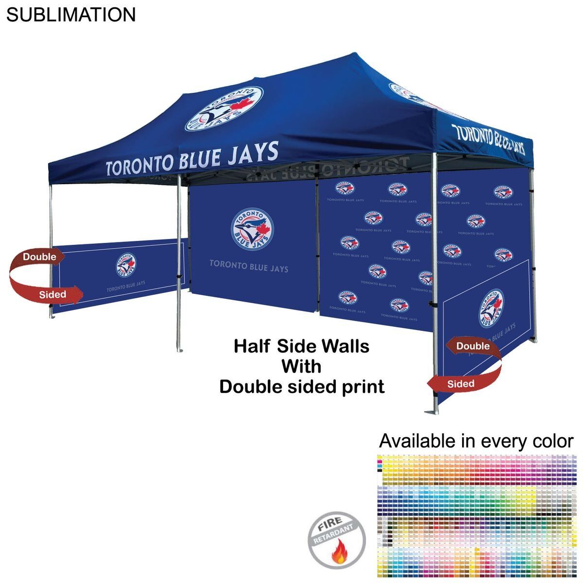 643B6D272A24CD151A6097D4DE0E18F8 24 Hr Express Ship - Half Side Wall for 10x20 Tent Kit, Sublimated, Double Sided Print, Express-Ship Half Side Wall, Quick-Ship Half Side Wall