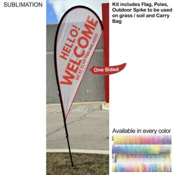 9ft Small Tear Drop Flag Kit 9' Small Tear Drop Flag Kit, Full Color Graphics One Side, Outdoor Use Spike base and Bag Included