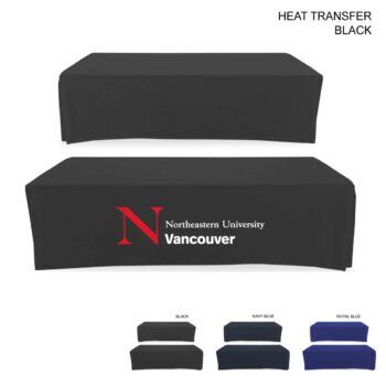 Polycotton Twill Table Cloth Throw for 8' Table, Drape style, 4 sided, Closed Back, Heat Transfer logo