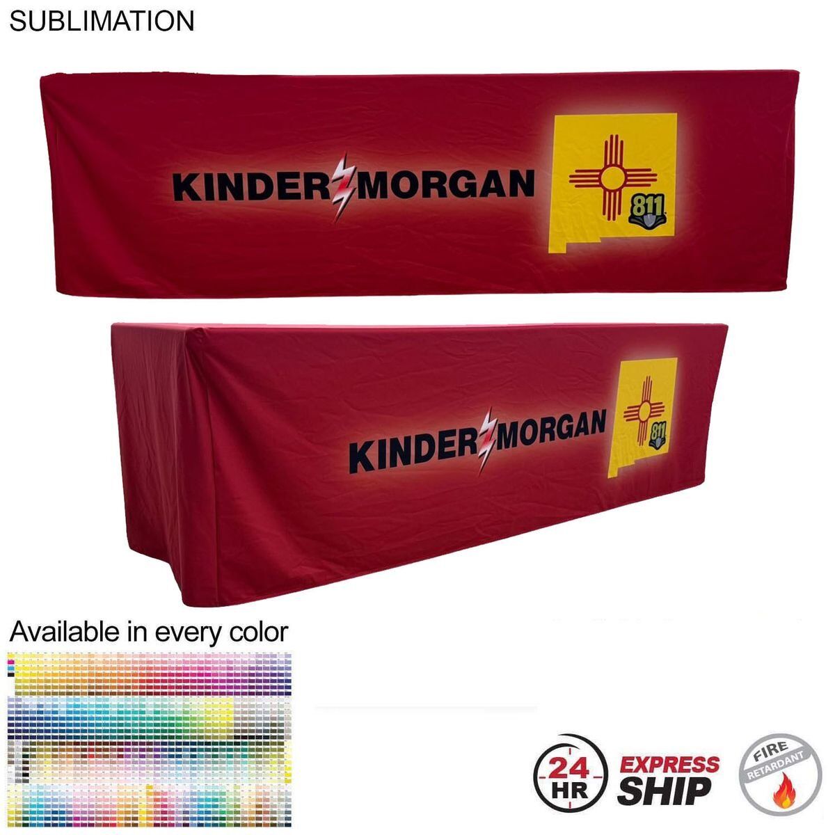 6968FE079FFA743A940A6D1D6EB4FDC1 Sublimated Premium Box-Style, 24Hr Express Ship - Sublimated PREMIUM Box Style Fitted Table Cloth, 8' Table, 4 sided