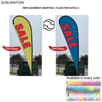 Replacement Flag for 13.5' Large Tear Drop Flag Kit, Full Color Graphics One Side, Large Tear-Drop Flag Kit 13.5 ft