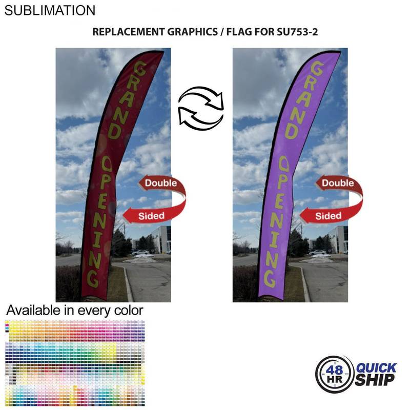 7BE90958C80A270ED65EB715CF0886F5 48HR Quick Ship Replacement Flag 48Hr Quick Ship -Replacement Flag for 19' X-Large Feather Flag Kit, Full Color Graphics Double Sided