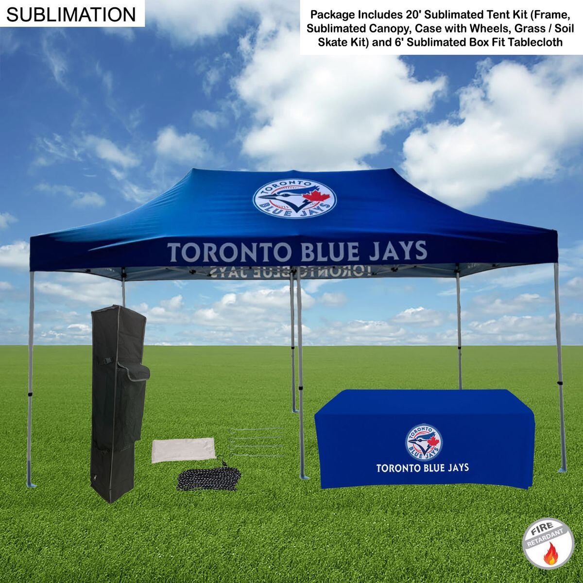 7E6A69E9607049C5005F857B1D63E98D Event Package, 20' Premium Sublimated Tent Kit and 6' Sublimated Box Fit Tablecloth