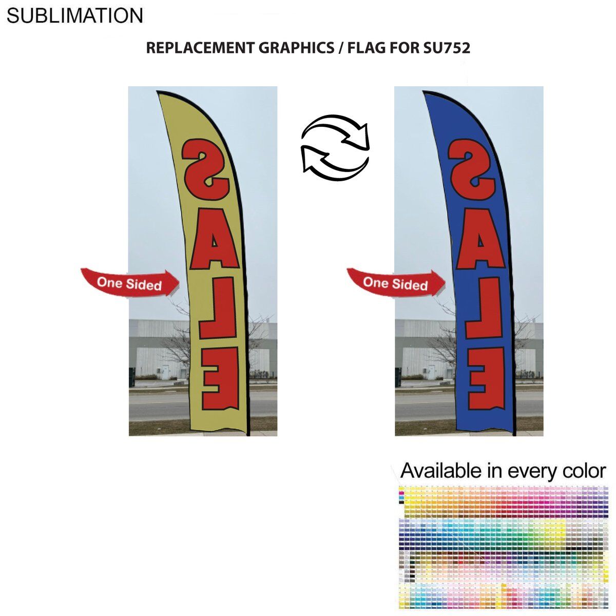 7F42B50D72C41E2970890CB61E12A5EC Replacement Flag Panel Replacement Flag for 15' Large Feather Flag Kit, Full Color Graphics One Side