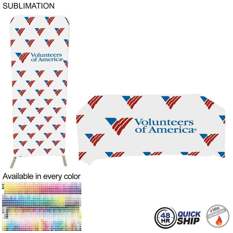 82A412DFB5654048C60DF4F7EB51AAC7 Quick-Ship Tradeshow Booth Package 48Hr Quick Ship - Tradeshow Booth Package, 2' EuroFit Tension Fabric Display + PREMIUM 6' Tablecloth