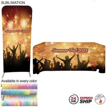 Express-Ship Tradeshow Booth Package 24Hr Express Ship-Tradeshow Booth Package,3'W x 96"h EuroFit Tension Fabric Display & 6' Tablecloth