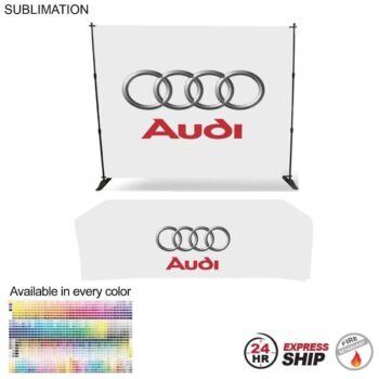 24hr Express Ship Booth Package 24Hr Express Ship- Tradeshow Booth Package 10' Expanding Display & 8' Sublimated PREMIUMTablecloth