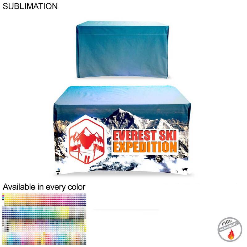 931488BD4E9E1DC06D16BFFF54DE96DD 4-Sided Closed Back, Sublimated Table Cloth for 4' table, Drape style, 4 sided, Closed Back