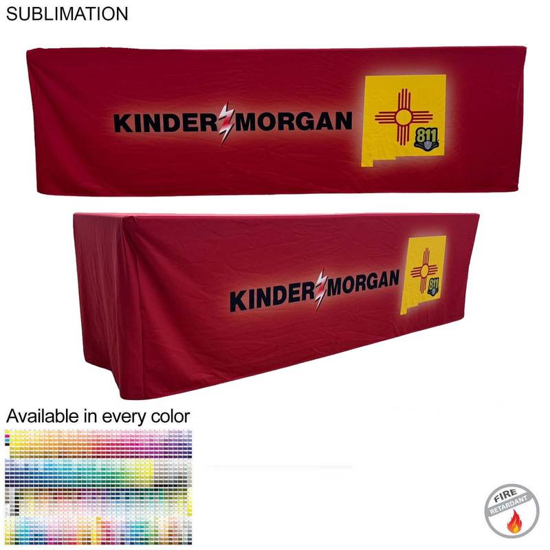 Box-Style Fitted Table Cloth, Box-Style Fitted Table Cloth, Sublimated PREMIUM Box Style Fitted Table Cloth, 8' Table, Premium Fabric, 4 sided, Closed back