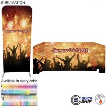EuroFit Tension Fabric Display 48Hr Quick Ship-Tradeshow Booth Package,3'W x 96"h EuroFit Tension Fabric Display & 6'Sub Tablecloth