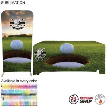 Express Ship Tradeshow Booth Package 24Hr Express Ship-Tradeshow Booth Package, 3'Wide EuroFit Tension Fabric Display & 6' Sub Tablecloth