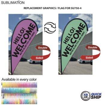 48HR Quick Ship Replacement Flag 48Hr Quick Ship - Replacement Flag for 9' Small Tear Drop Flag Kit, Full Color Graphics Double Sided