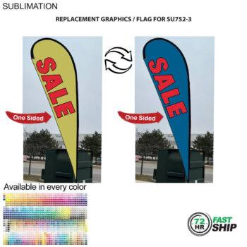 Large Tear-Drop Flag Kit, 72Hr Fast Ship - Replacement Flag for 13.5' Large Tear Drop Flag Kit, Full Color Graphics One Side