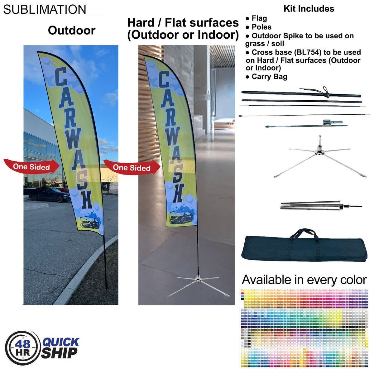 BF68D2973913753A51809747C40597D8 48 Hr Quick Ship - 13' Medium Feather Flag Kit, Full Color Graphics One Side, Outdoor & Indoor base