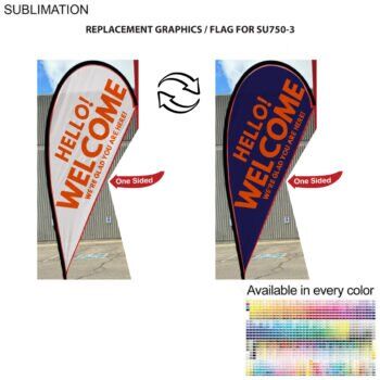 single-sided full-colour replacement flag, Replacement Flag for 9' Small Tear Drop Flag Kit, Full Color Graphics One Side
