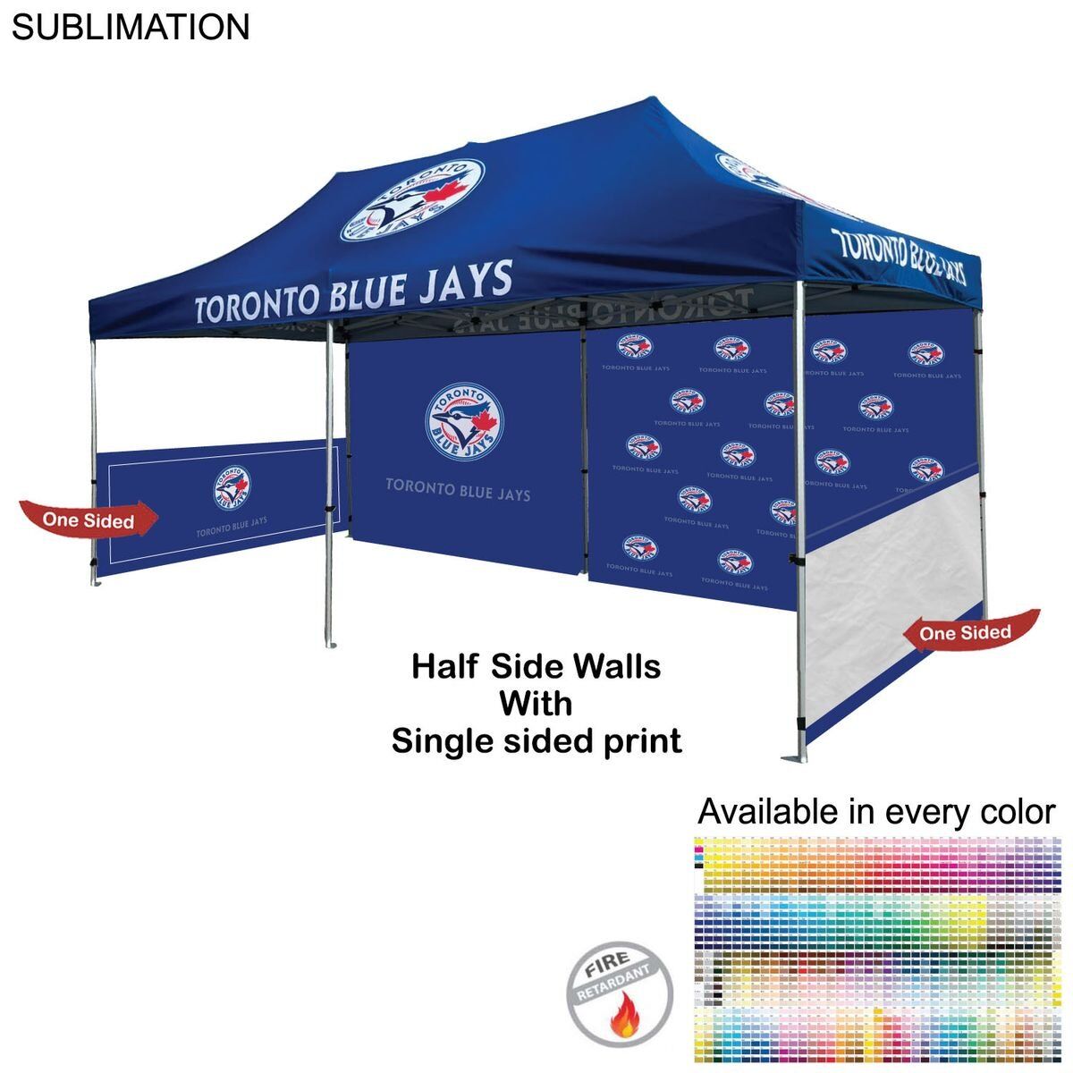 C7B47C9A64B0F4075A578FE288847557 24 Hr Express Ship - Half Side Wall for 10x20 Tent Kit, Sublimated, Single Sided Print, 48-Hour Quick-Ship Sublimated, Express-Ship Half Side Wall