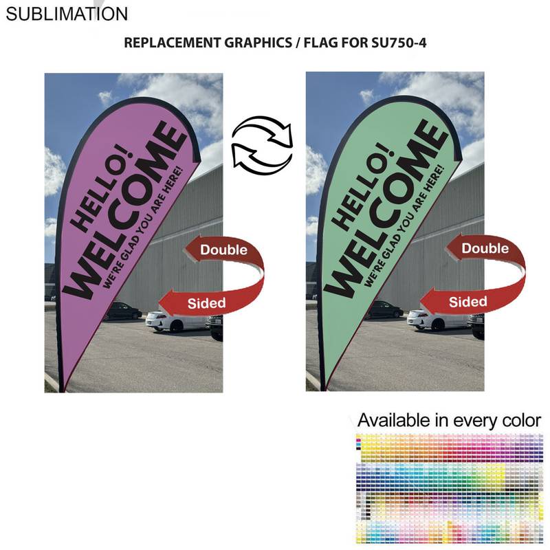 Replacement flag panel for 9' Small Tear Drop Flag Kit, Full Color Graphics Double Sided