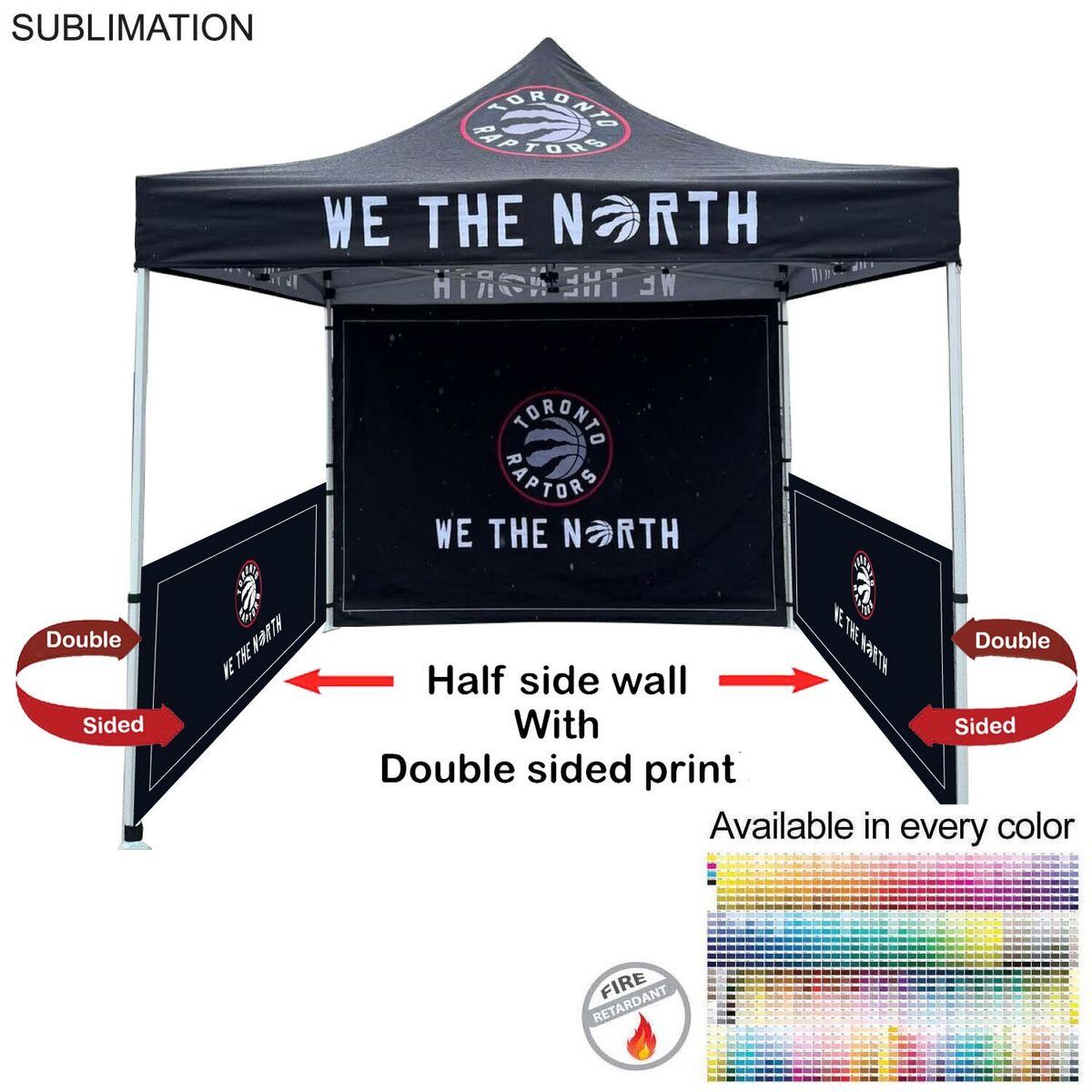 CA723C11703F1C5B501AC11ADD157F0A Sublimated Double-Sided Print, Half Side Wall for 10x10 Tent Kit, Sublimated, Double Sided Print
