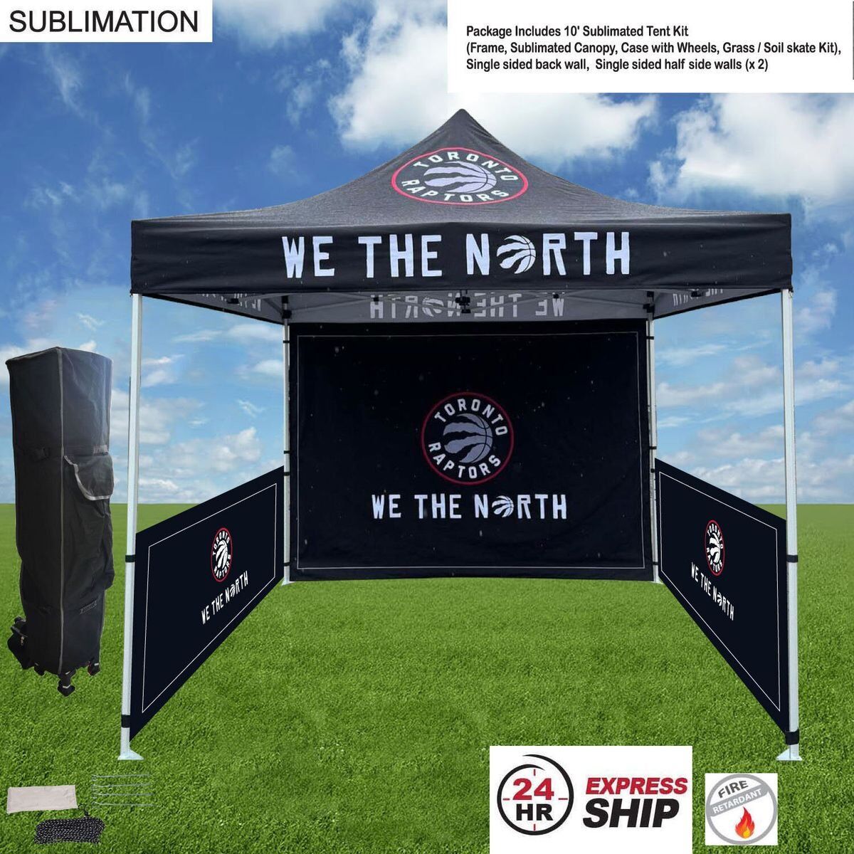24Hr Express Ship -full Tent Package, 10' Tent, Single sided backwall, 2 Single sided half sidewalls, Express-Ship Full Tent Package
