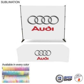 48hr Quick Ship Booth Package 48Hr Quick Ship- Tradeshow Booth Package, 10' Expanding Display and 8' Sublimated PREMIUM Tablecloth