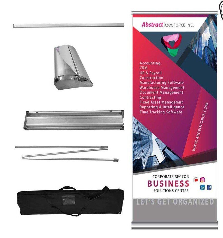 48 Hour Quick Ship 24 Hour Express Ship Deluxe Wide Base Pull Up Retractable Banner with Graphics, Stand and Bag, (33.5x79)